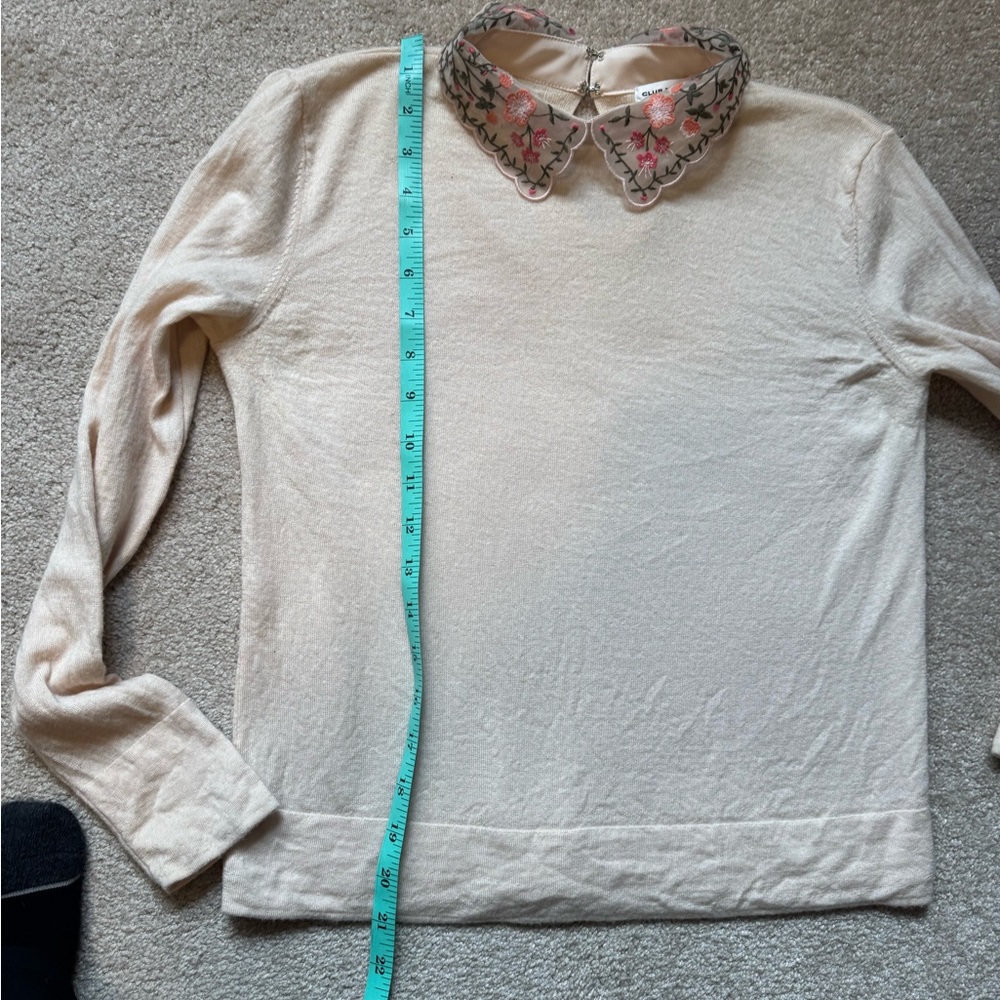Club Monaco Cream Sweater with Floral Embellishments - Picture 7 of 10